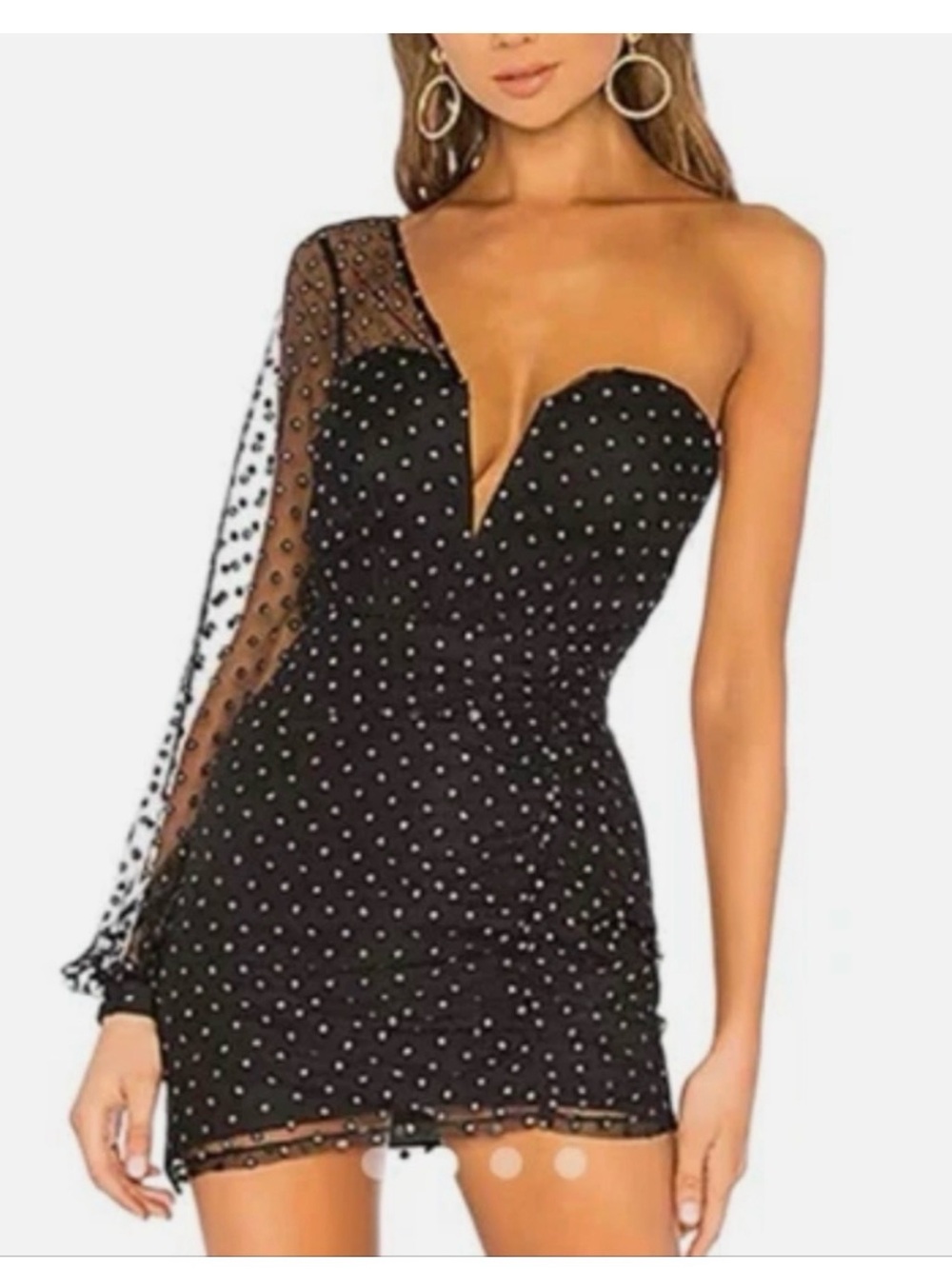 Revolve h:ours Behati Mini Dress in Silver Dots XS